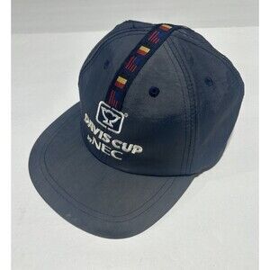 Vintage Davis Cup by NEC Nylon Hat Cap - Navy Blue Tennis Tournament Strapback